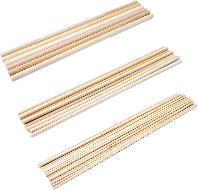 Pack of 36 Wooden Dowels in Assorted Sizes