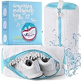 XXL Shoe Washing Machine Bag, Laundry Shoe Bag for Washer and Dryer, Laundry Shoe Bag Protect Sneaker, Running Shoes, Bras, Delicates and Toys, Includes 2 Shoes (White 2 Pack)