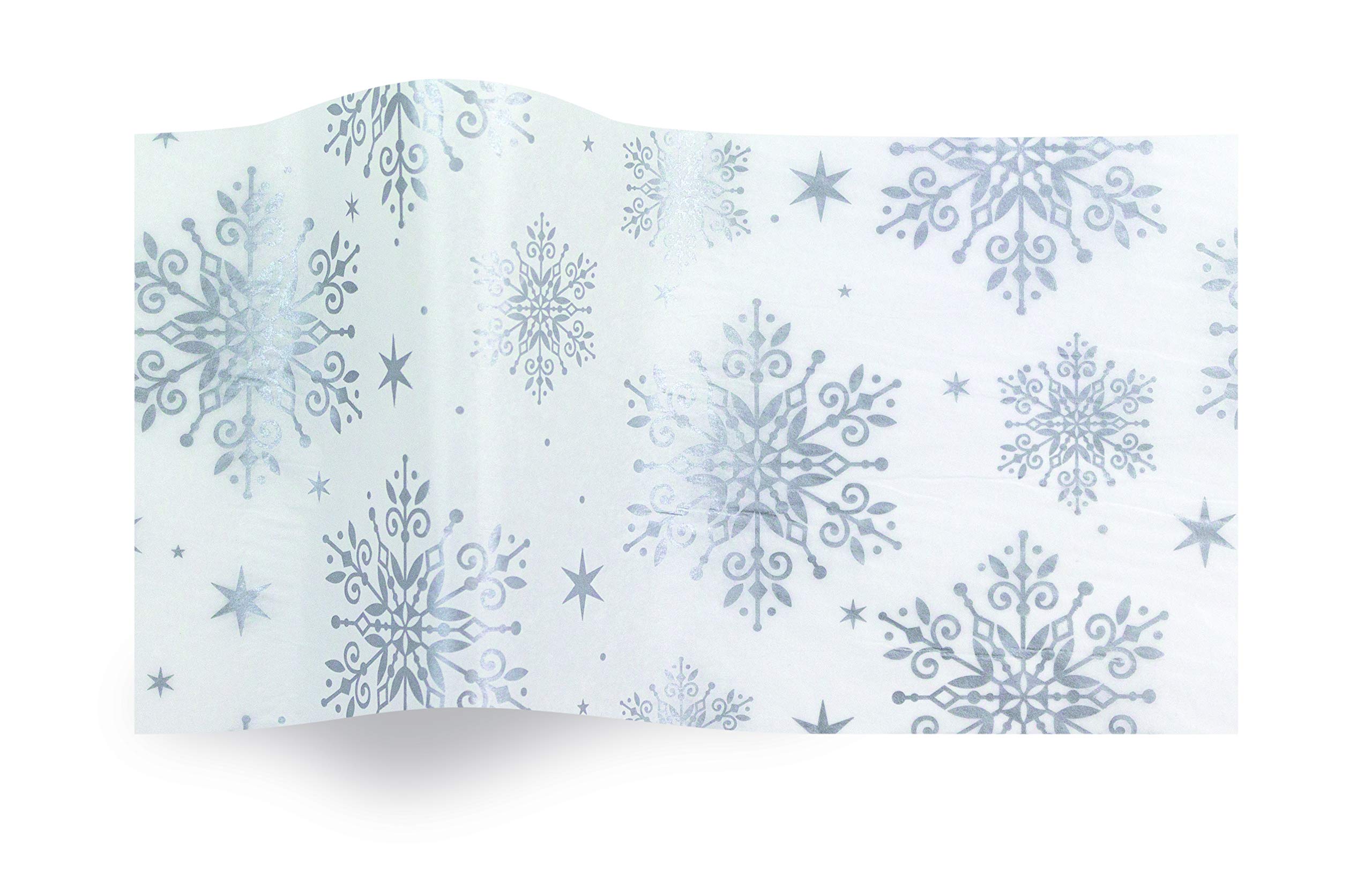 SatinWrap Luxury Printed Tissue Wrapping Paper Classy FlakesSnow 5 Sheets, SD 382-240 A