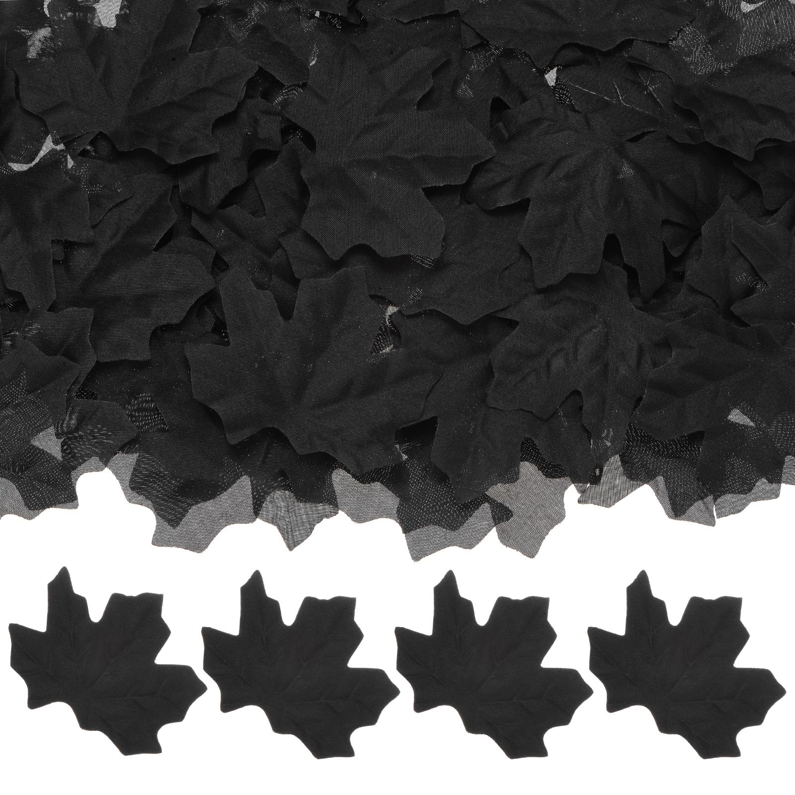 M METERXITY 200-Pack Artificial Maple Leaves, Fake Fall Leaves Faux Autumn Leaves for Thanksgiving/Wedding/Party/Wreaths Decor/Scrapbooking Crafts [Black]