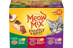 Meow Mix Tenders in Sauce Wet Cat Food, Poultry & Beef Variety Pack, 2.75 Ounce Cup (Pack of 24)