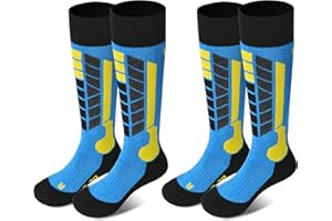 Soared Winter Ski Socks 2 Pairs Snowboard Snow Warm Knee Over the Calf OTC High Performance for Kids Womens Mens