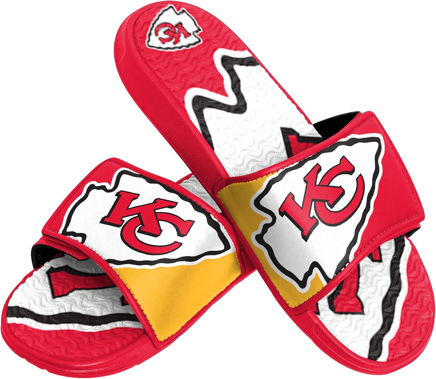 FOCO NFL Kansas City Chiefs Mens Sport Shower Gel Slide Flip Flop SandalsSport Shower Gel Slide Flip Flop Sandals, Colorblock Big Logo, Small (7-8) (FFSSNFCBBLGGEL) : Clothing
