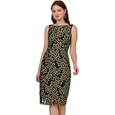 Adrianna Papell Womens Floral Metallic Midi Dress