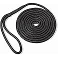 ACY Marine- Double Braided Nylon Dock Line - Boat Rope - Marine and Pontoon Accessories - Braided, Reinforced Boat Ropes and Ties for Docking - Stretch Resistant with 12” Spliced Loop for Mooring