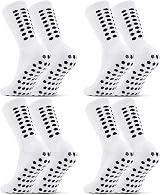 Zuimei 4 Pairs Non Slip Football Socks White L Grip Dots 85% Polyester