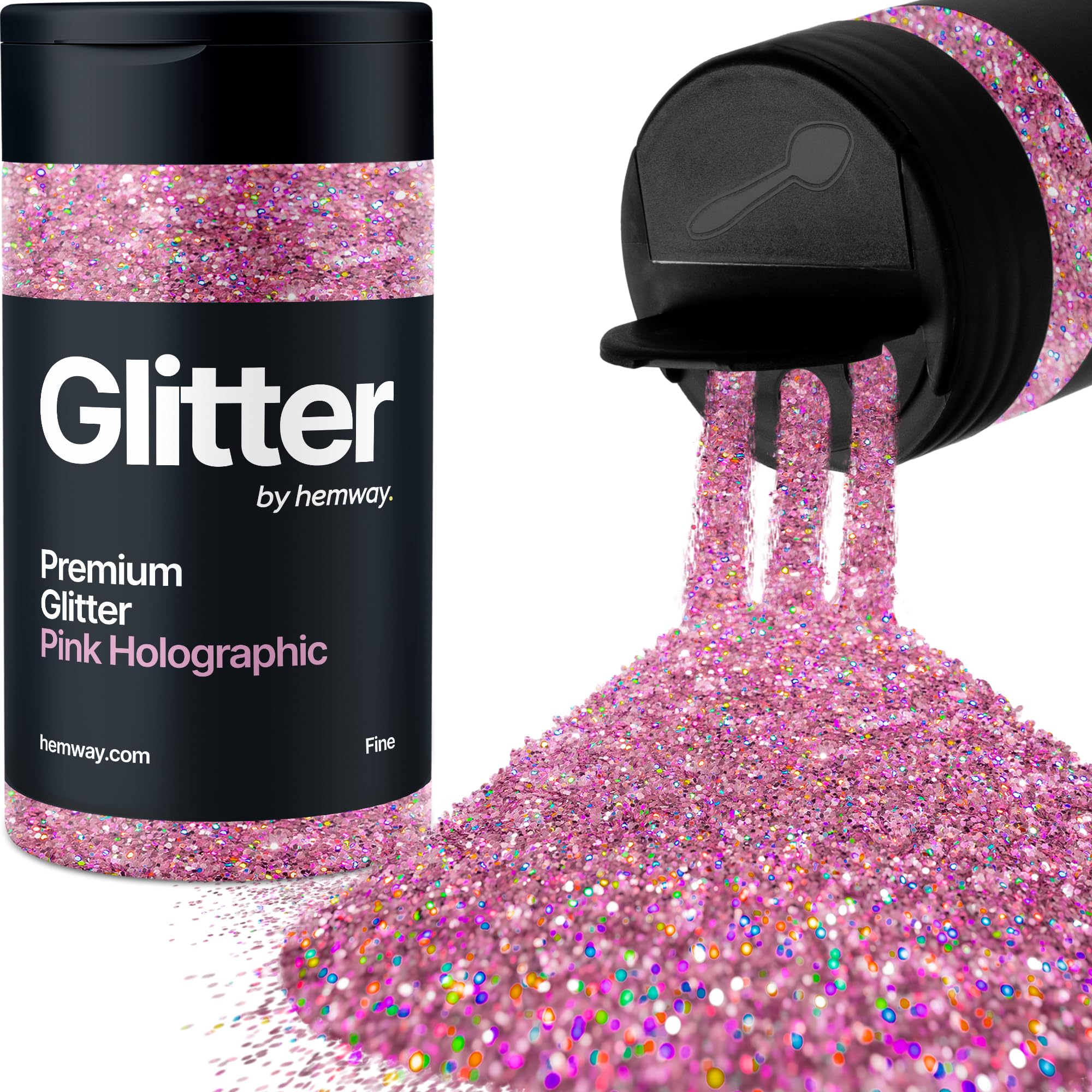 Holographic Pink Glitter Shaker, 130g Fine Glitter, Crafts 1/64" Metallic Flake Pink Sequins, Resin & Epoxy Crafts, Decorating, Halloween, Christmas Nail, Face, Hemway