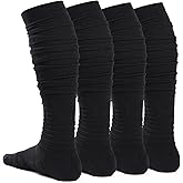 Dingcooler Scrunch Football Socks 2 Pack, Extra Long Padded Athletic Socks for Men & Women