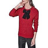 KARL LAGERFELD womens Long Sleeve Crew Neck Bow Sweater