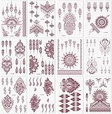 XMASIR 12 Sheets Brown Temporary Tattoos Women Men Lotus Mandala Waterproof view 8