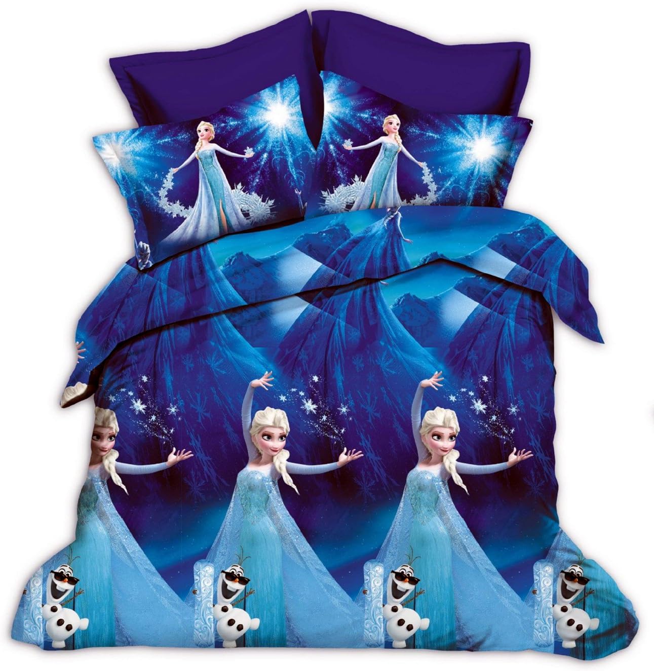 Fantacy 3D Frozen Princess Elsa& Anna Frozen Sister Kid Room Bedding Set Flat Sheet Queen/Twin Size Duvet Cover Bed Sheet Pillow Case