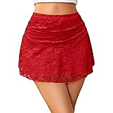 Avidlove Mini Skirts for Women Sexy Lace Skirt A-Line Ruched Double Layer Short Going Out Skirt