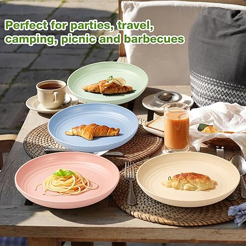 Kids Unbreakable Wheat Straw Plates Set of 4, Inches Deep