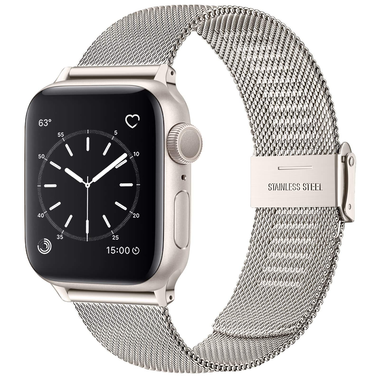 Wepro Straps Compatible with Apple Watch Strap 41mm 40mm 38mm 42mm for Women/Men, Classic Mesh Business Metal Replacment Strap for Apple Watch SE/Ultra/Ultra 2/Series 10 9 8 7 6 5 4 3 2 1, Starlight