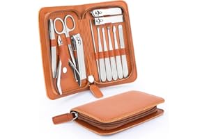 LIFHAP Manicure Set-Stainless Steel Nail Care Kit-12 in 1 Professional Ingrown Toenail Clipper Grooming Tool-Pedicure Kit & Toe Nail Cutter-Thick Nail Scissors Toiletries with Cuticle Trimmer (Brown)
