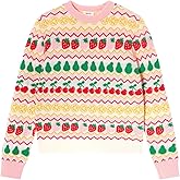 TRENDSTITCH Girls Fair Isle Sweater – Chunky Wool Blend Crewneck Pullover, Long Sleeve Knit Jumper for Fall Winter Xmas