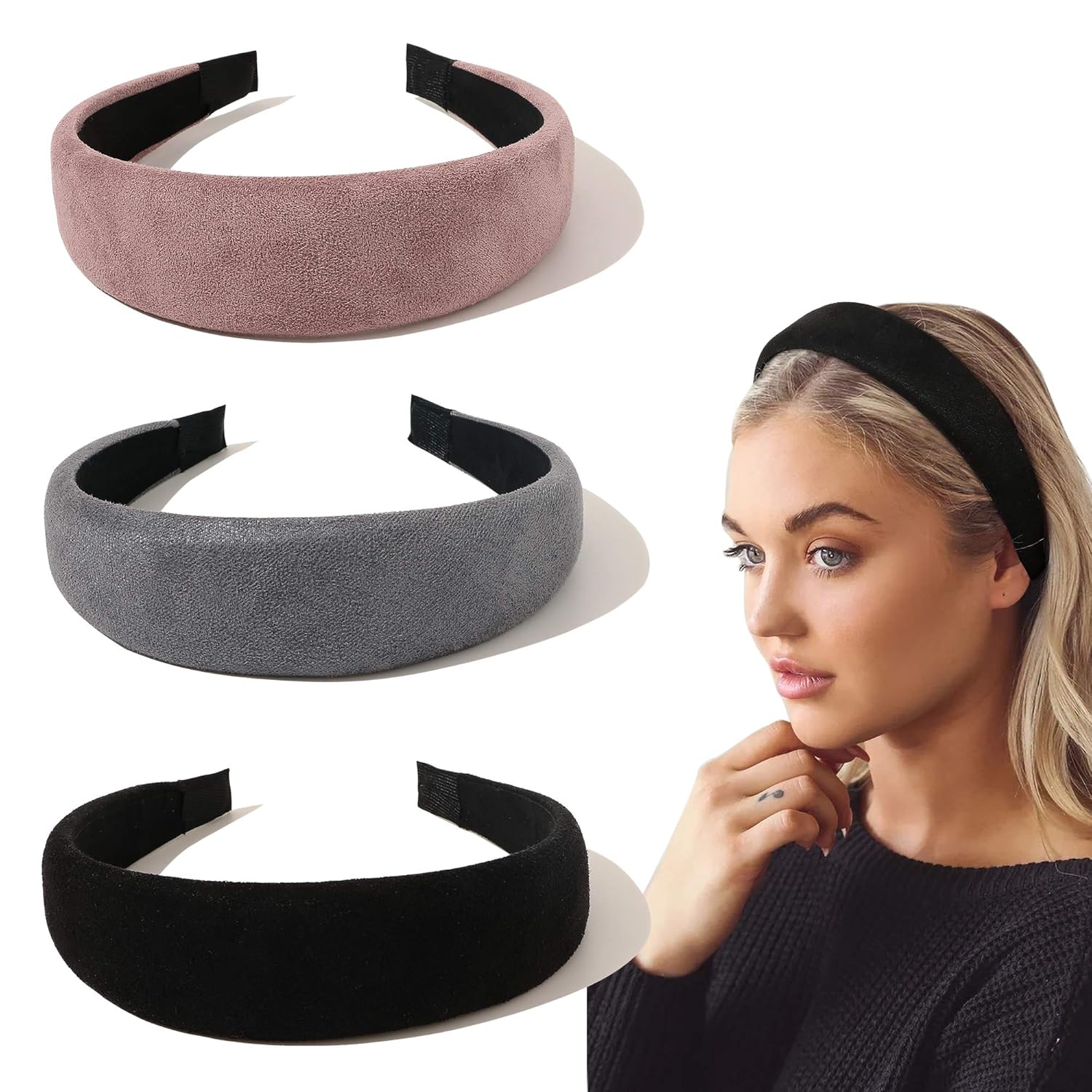 Ivyu Headbands for Women Head Bands - Fashion Womens Headband Diademas Para Mujer De Moda Hair Accessories Hairbands for Girls No Slip Cute Black Pink Gray Headband Gift for Women: Beauty