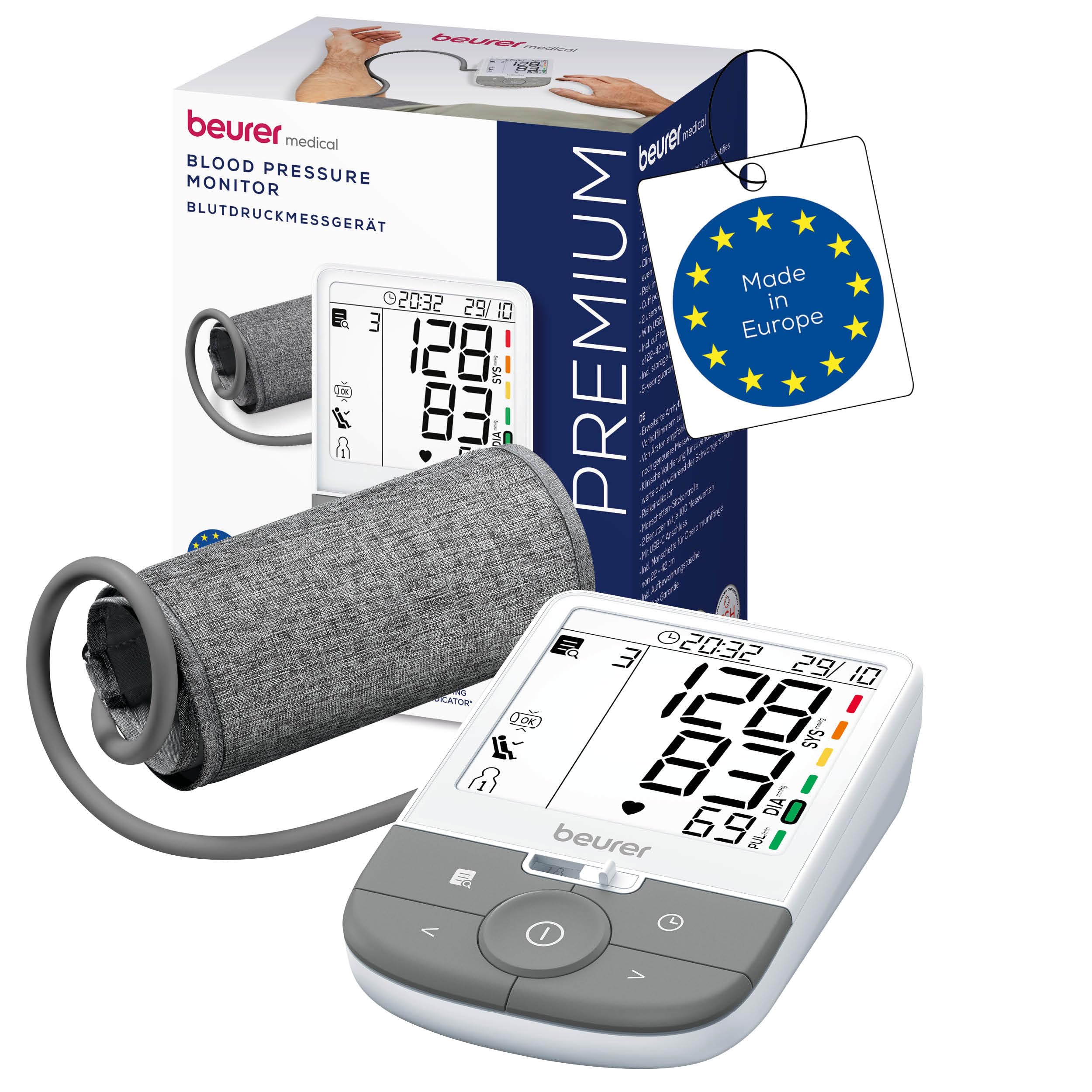 Beurer BM 53 Upper Arm Blood Pressure Monitor, Made in Europe, clinically validated, AFib Detection for Stroke Prevention, Risk Indicator, arm 22-42 cm, Data Transfer to Apple Health