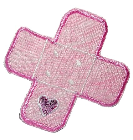 alles-meine.de GmbH Bügelbild - Pflaster - rosa / Herz - 5,2 cm * 5,2 cm - Aufnäher gewebter Flicken / Applikation - für Kind