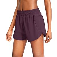 Mancreda Pantalones cortos de correr para mujer con forro y 3 bolsillos con cremallera, elásticos, para entrenamiento, atletismo, gimnasio, yoga, Caqui, S