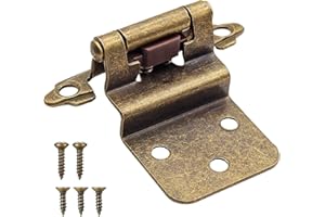 DONANIM Antique Brass Inset Hinges for Kitchen Cabinet Door, 6 Pack (3 Pairs) Self Closing Hidden Kitchen Cabinet Hinge for Cabinet Doors