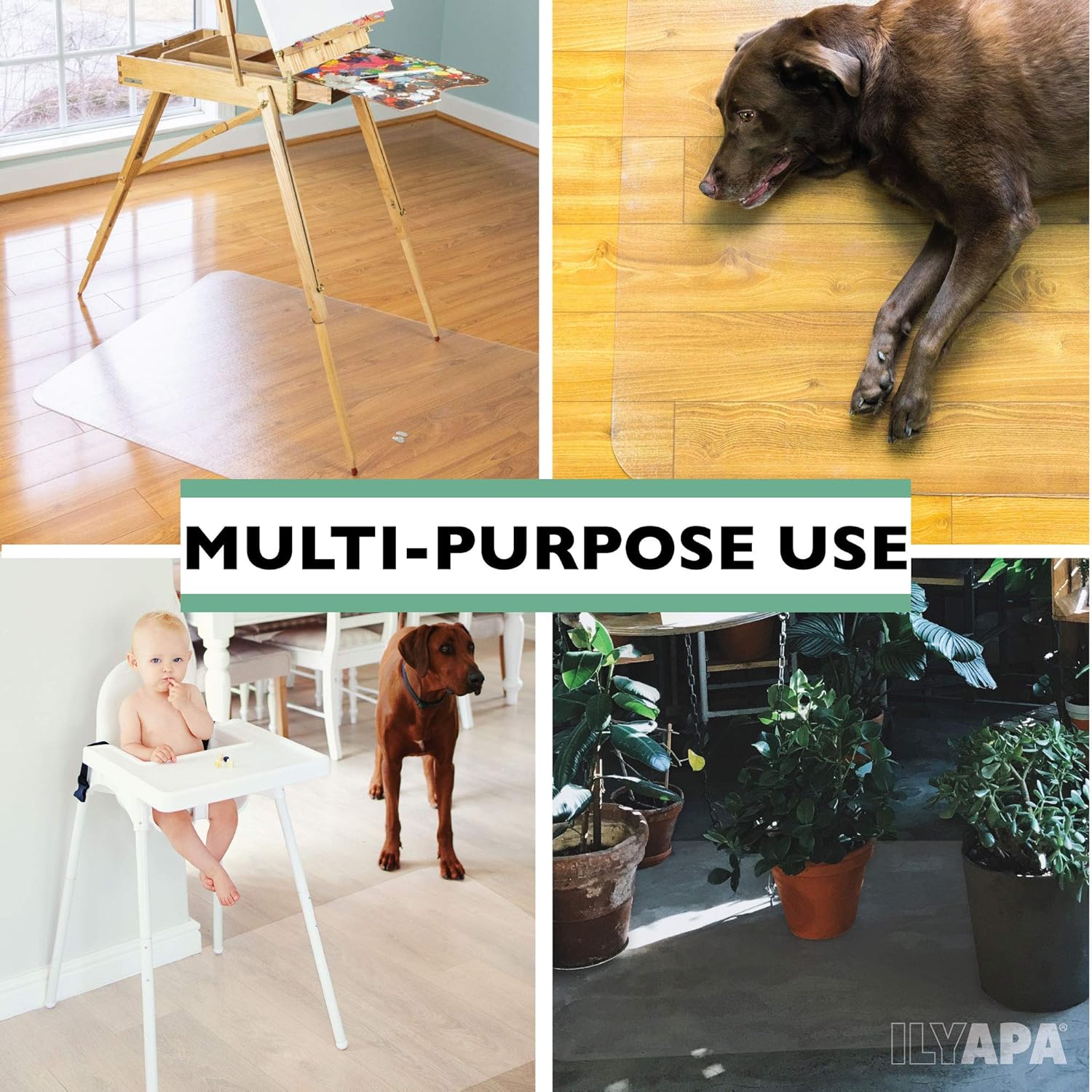 Ilyapa Office Chair Mat for Hard Floors 36" x 48" Heavy Duty Clear, PVC Chair Mat for Hardwood and Tile Floors, Protective Floor Mat for Home or Office : Office Products