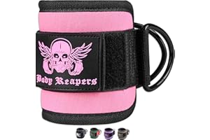 Body Reapers Gym Ankle Strap for Cable Machine with Adjustable Velcro, Durable Double D-Rings & Cushioned Design for Glute, Leg & Lower Body Exercises, Comfortable Workout Straps & Ankle Cuff