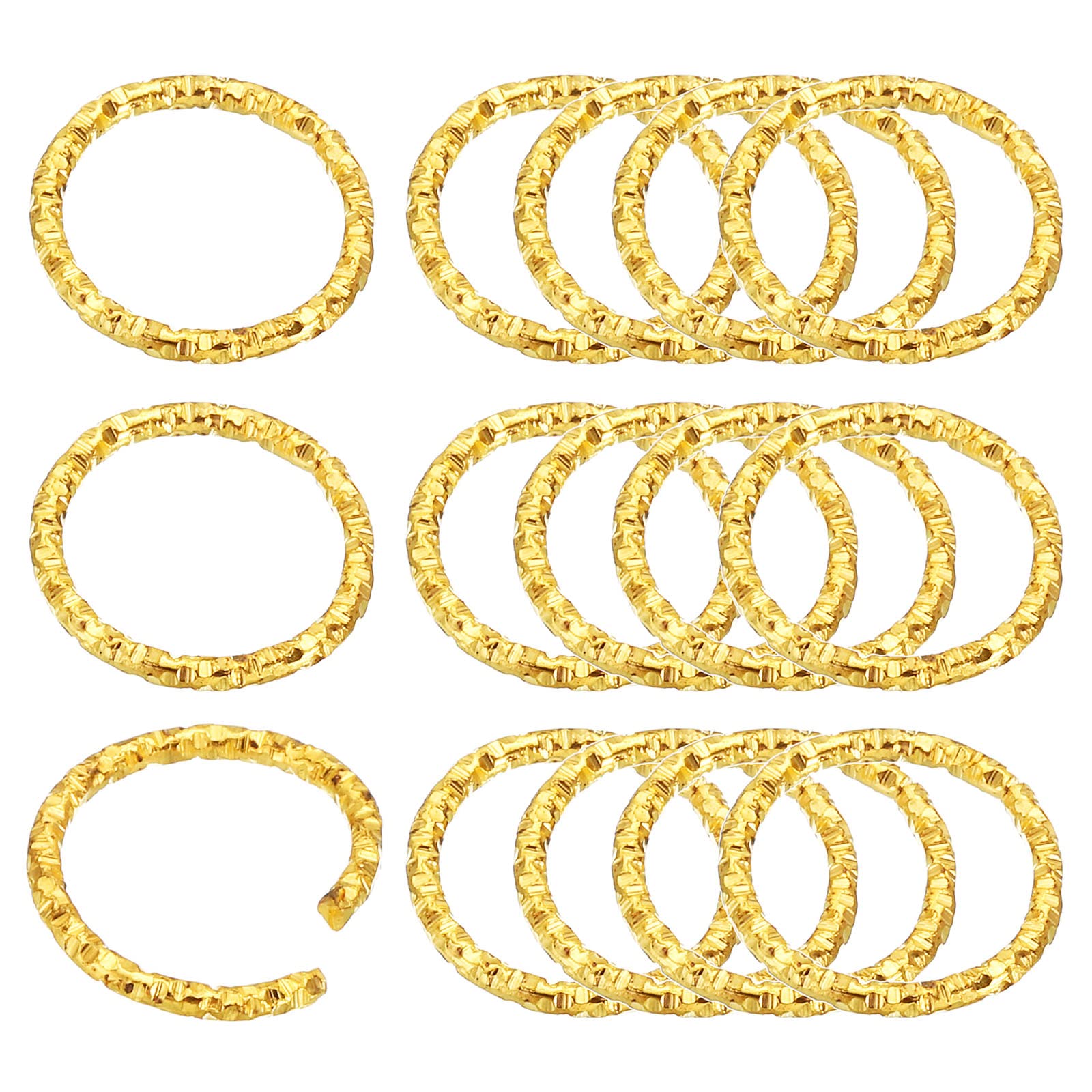 PATIKIL 1.5 x 15mm Wine Glass Charm Ring, 100 Pack Metal Earring Beading Hoop Twisted Open Jump Rings, Golden