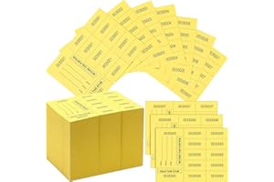 Kosiz 1000 Sheet 10 Bid Raffle Tickets Chinese Auction Tickets Sheets Auction Fundraiser Ticket Numbered with Name and Phone Number Per Sheet Raffle Tags for Silent Auction (Yellow)