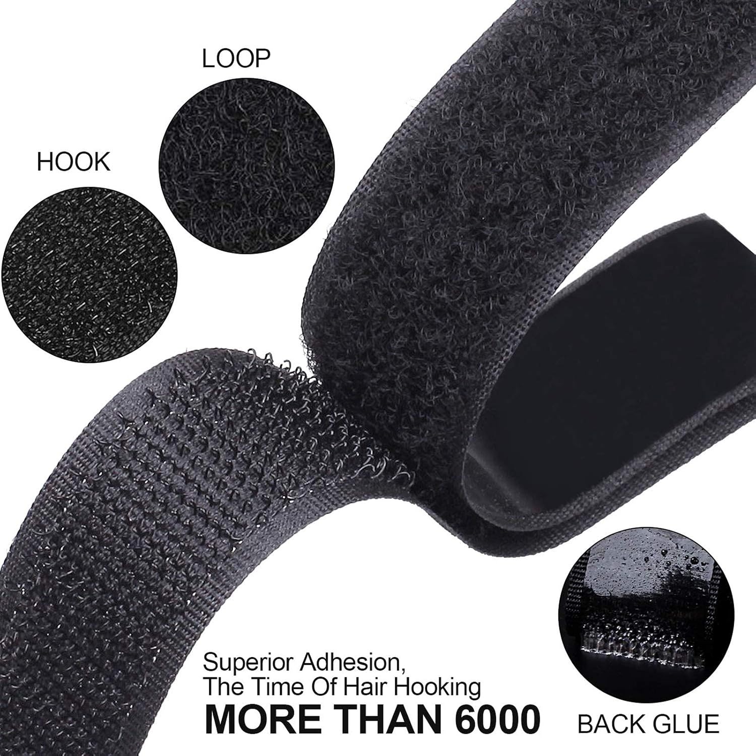 Hook and Loop Strip, 8M Double Sided Sticky Tape, Self Adhesive Sticky Back Fastening Tape (Black), 8m x 20mm - Image 3