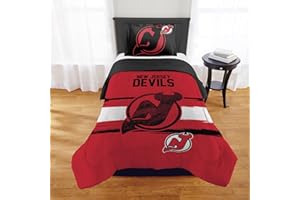 NORTHWEST Officially Licensed New Jersey Devils NHL Team Comforter Set – Microfiber Twin/Twin XL Comforter & Sham with Hockey Logo for Fans, Dorms, Game Day Bedrooms