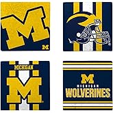 FOCO NCAA Official 4-Pack Beverage Drink Stone Coaster Set (Michigan Wolverines)