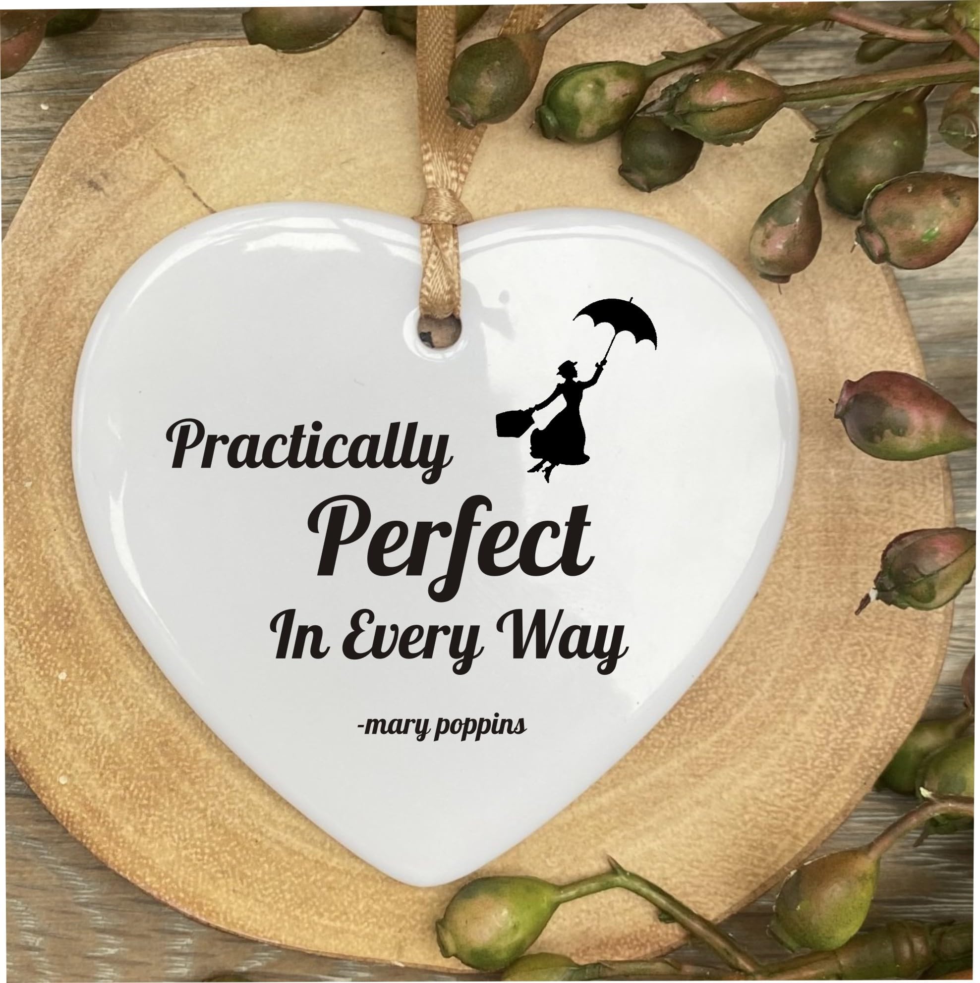 M Poppins Perfect In Every Way Quote Ceramic Heart Shape Plaque Gift Sign cr25