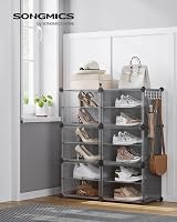 SONGMICS Interlocking Shoe Rack 6-Slot Modular Storage Cabinet Slate Grey view 2