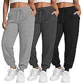 Evervibe 3 Pack Women's Plus Size Yoga Joggers Pants, Casual Drawstring Workout Lounge Pants Active Sweatpants with Pockets