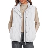 YUCOLEN Womens Lightweight Quilted Puffer Vest Outerwear Vest | Stand Collar Puffer With Pockets,Sleeveless Layering Coats,Warm Zip UP Puffy Vest,Fall Winter Outfits,Office Travel Style