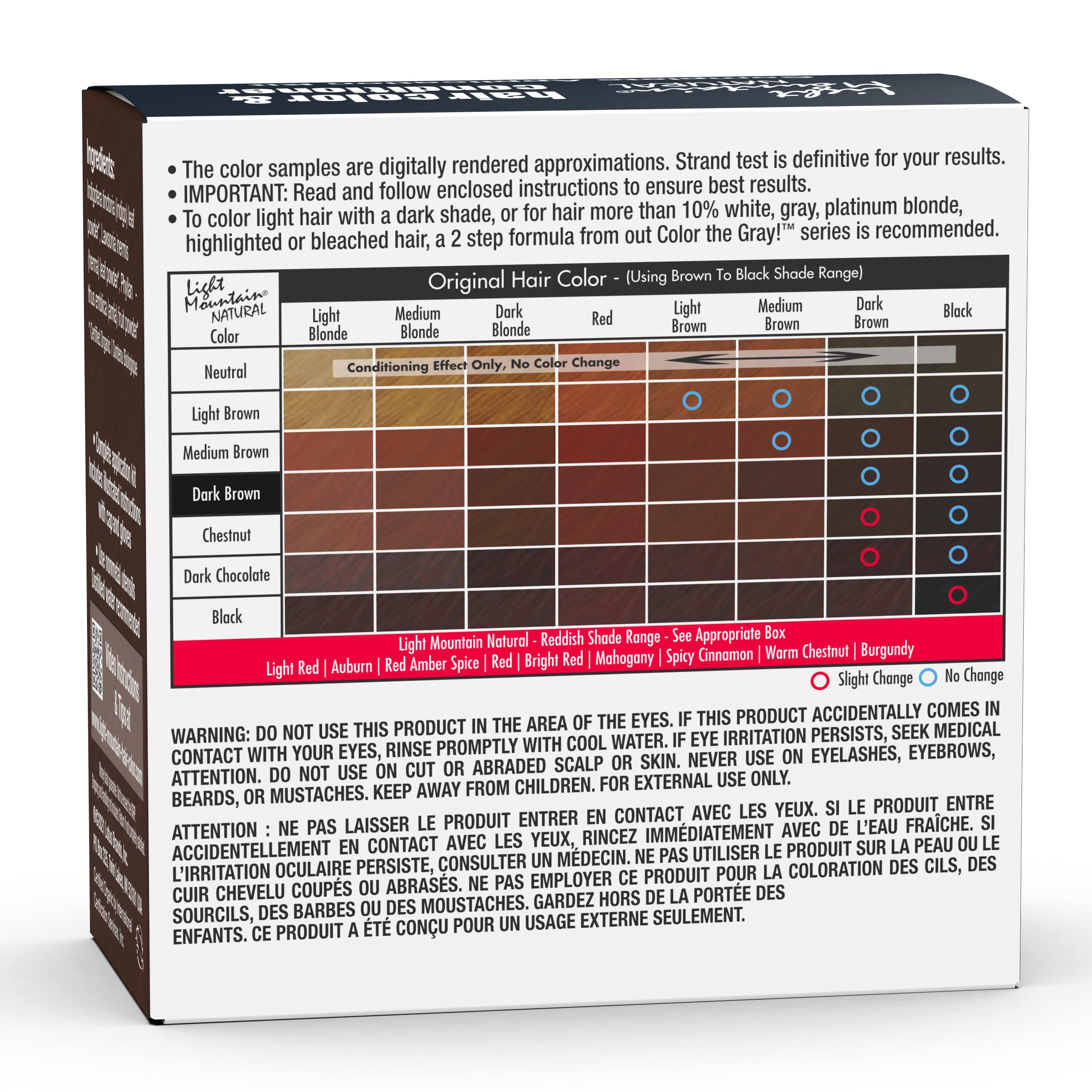 LIGHT MOUNTAIN Henna Hair Color & Conditioner - Dark Brown Hair Dye for Men/Women, Organic Henna Leaf Powder and Botanicals, Chemical-Free, Semi-Permanent Hair Color, 4 Oz (Pack of 3)