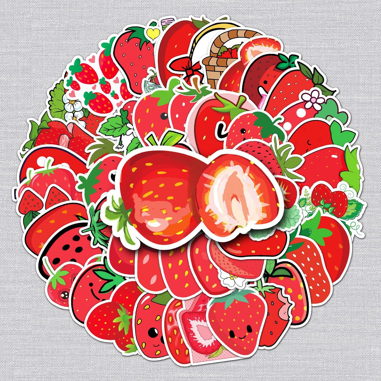 50 Pcs Strawberry Stickers for Kids Teens Adults Boys Girls Gift,Stickers Pack for Laptop,Skateboard,Luggage,Car,Bike, Cup,Computer,Water Bottle Decor,Strawberries Vinyl Waterproof Sticker Decals