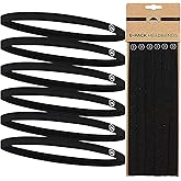 Tough Headwear Thin Elastic Headbands for Men - Sports Hair Head Band for Women & Men - Non Slip Mens Workout Headband - Running or Soccer Headband - 6-Pack