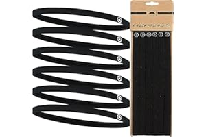 Tough Headwear Thin Elastic Headbands for Men - Sports Hair Head Band for Women & Men - Non Slip Mens Workout Headband - Running or Soccer Headband - 6-Pack