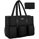IBFUN Utility Tote Bag with 14/24 Pockets Zip Top Teacher Tote Bag for Teacher/Work Women