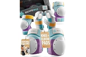 SKATEWIZ Knee and Elbow Pads Adult - Skating Protective Gear Adult - Shield - Size M/L Lavender Blue - Skateboard Pads with W