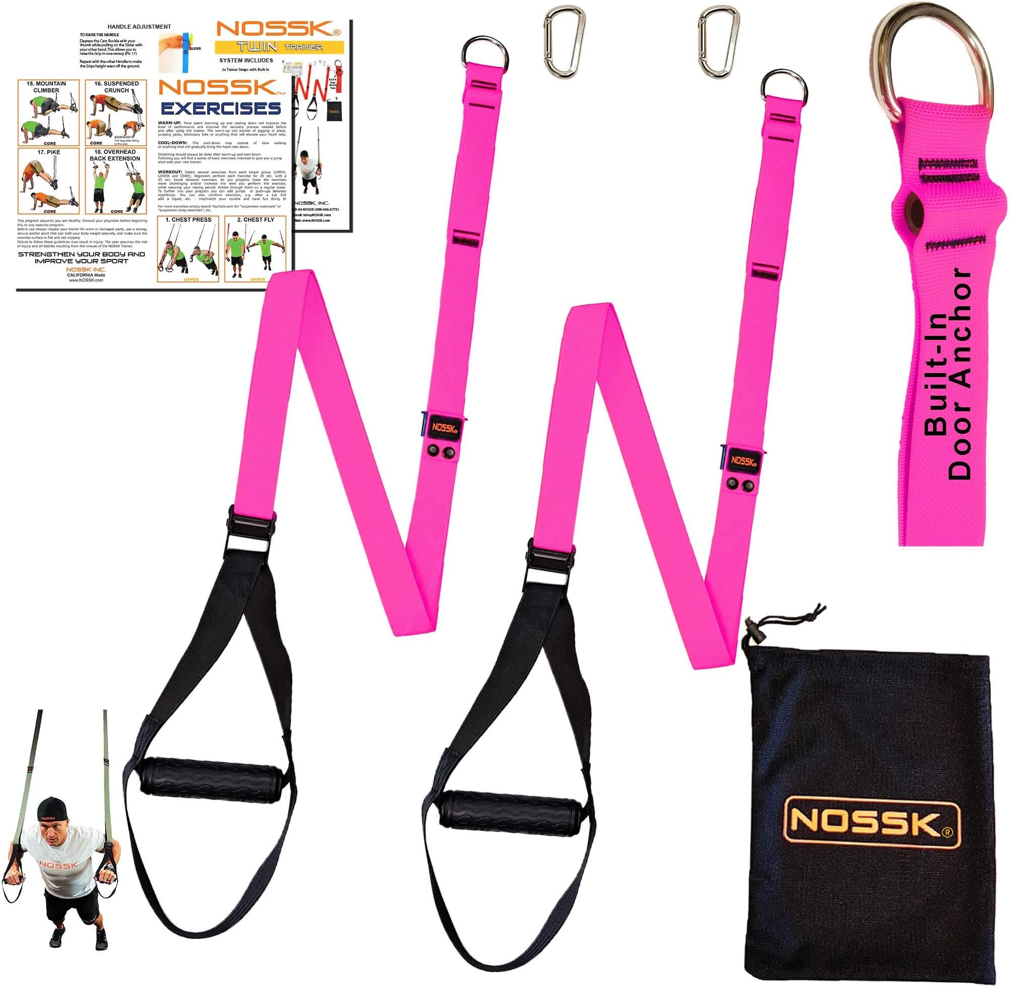 NOSSK Twin PRO Bodyweight Fitness Strap Trainer (Pink)