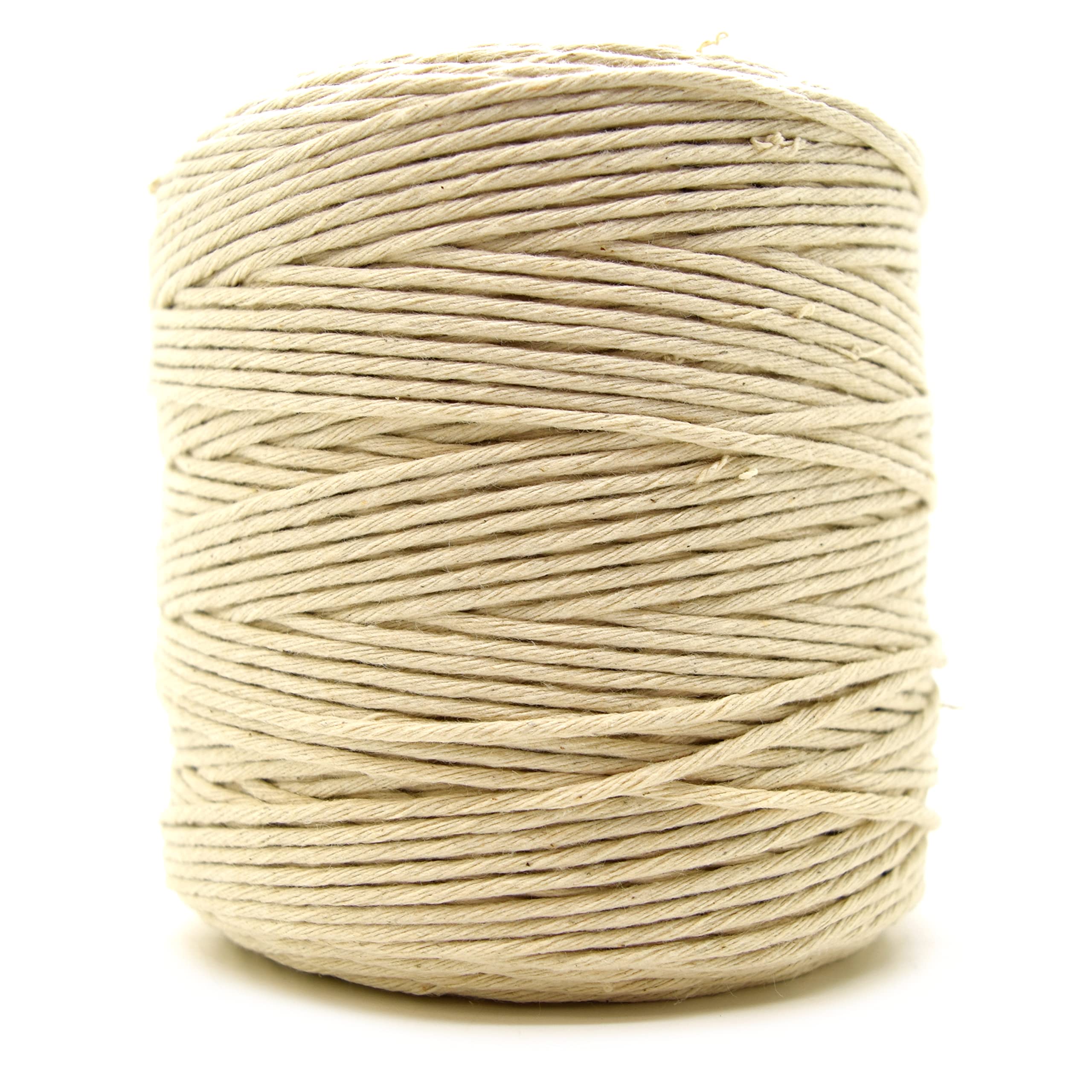 Premium Sandy Beige Macrame Cord, 100 m / 328 ft of 5 mm Thick Natural Cotton Thread Yarn Macrame Rope for Wall Hangings, Plant Hangers, DIY Crafts, Home Decorations, Gift Wrapping (Reel)