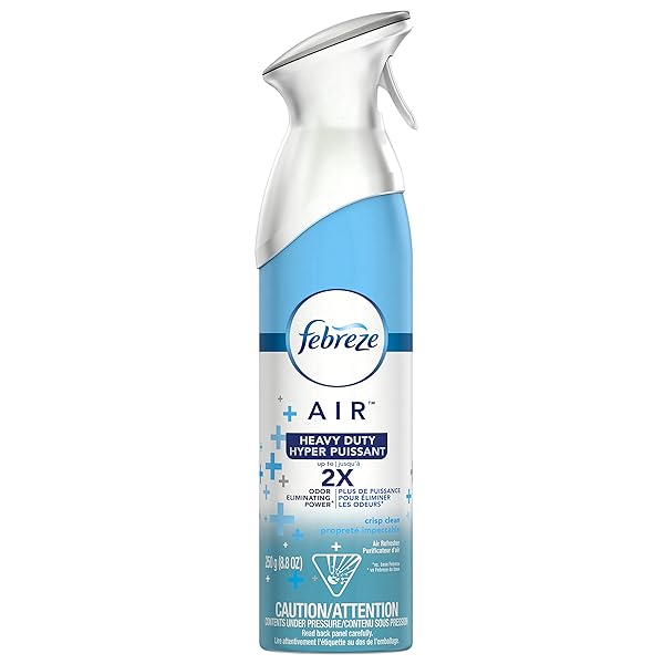 FEBREZE AIR MIST AIR FRESHENER SPRAY, ODOR-FIGHTING ROOM SPRAY, AIR FRESHENERS FOR HOME AND BATHROOM AND KITCHEN, AEROSOL CAN, HEAVY DUTY CRISP CLEAN SCENT, 8.8OZ, 1 COUNT
