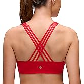 CRZ YOGA Butterluxe Strappy Sports Bras for Women - Padded V Neck Wireless Criss Cross Back Yoga Top