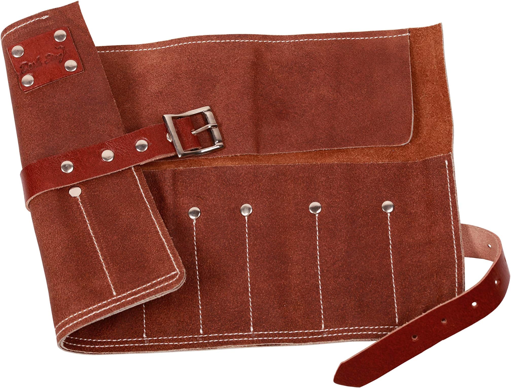 Dark StagProfessional Barber Leather Tool Storage Roll - For Hair Styling Scissors, Razors, Combs, Brushes and More