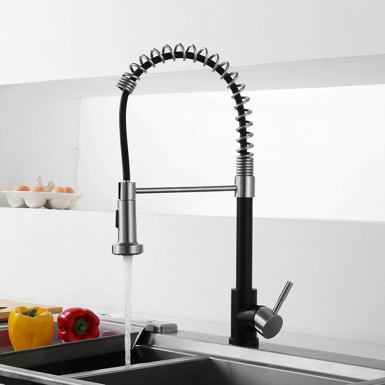 Lonheo Grifo de Cocina dAcero Inoxidable Negro Cocina de Grifo con