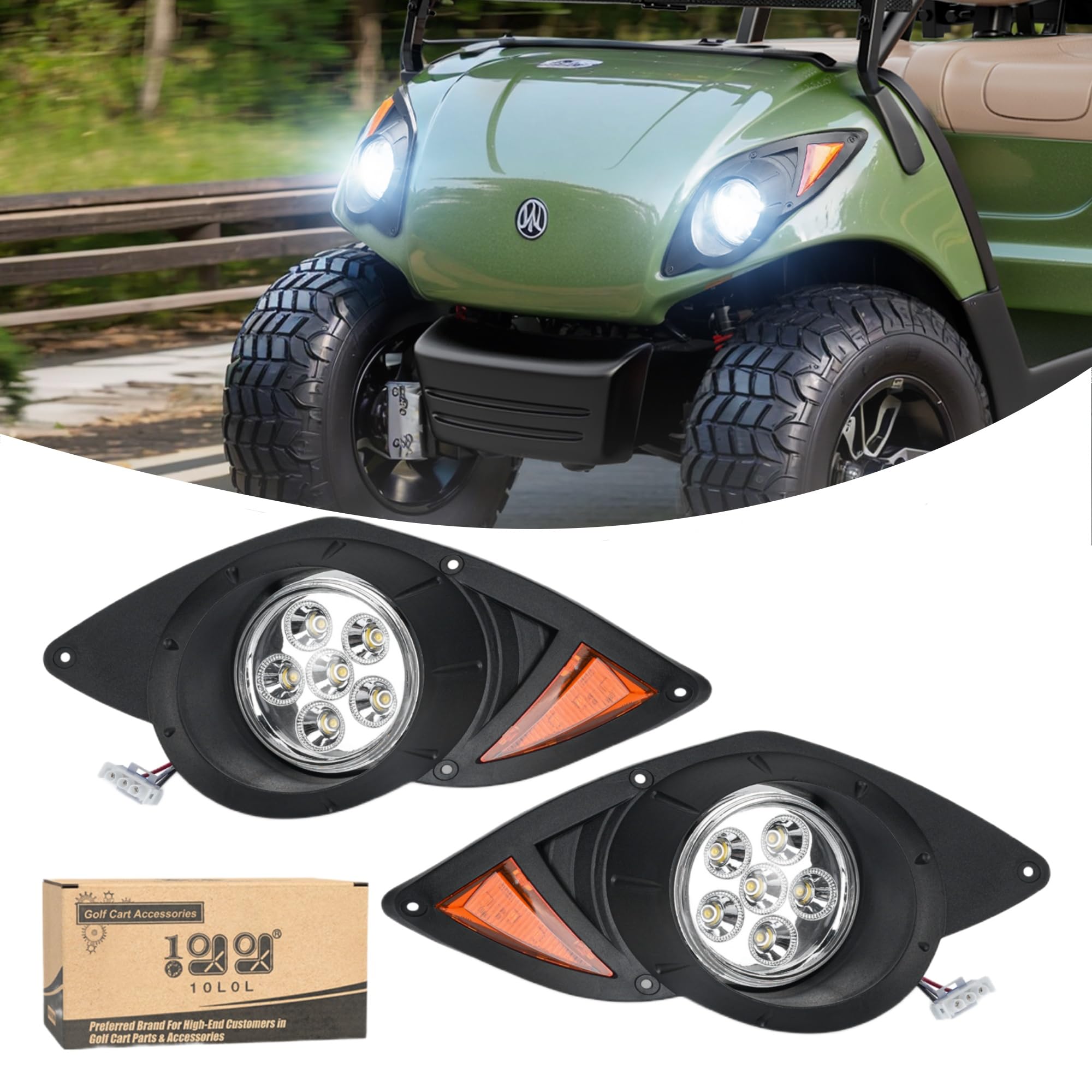 Photo 1 of 10L0L Golf Cart for Headlight for Yamaha G29 Drive,Gas/Electric Golf Cart Headlight Kit, 12V Compatible Lighting Assembly Driver & Passenger Side Replacement 3Pin Connector Included