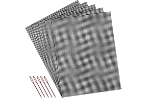 XYQMLY 5 Pcs 7 Count Plastic Mesh Canvas Sheets for Embroidery Crafting - 10.2" x 13.2", Acrylic Yarn Crafting, Knit and Crochet Projects, Make Aquarium Dividers, with 5 Pcs Weaving Needles, Black